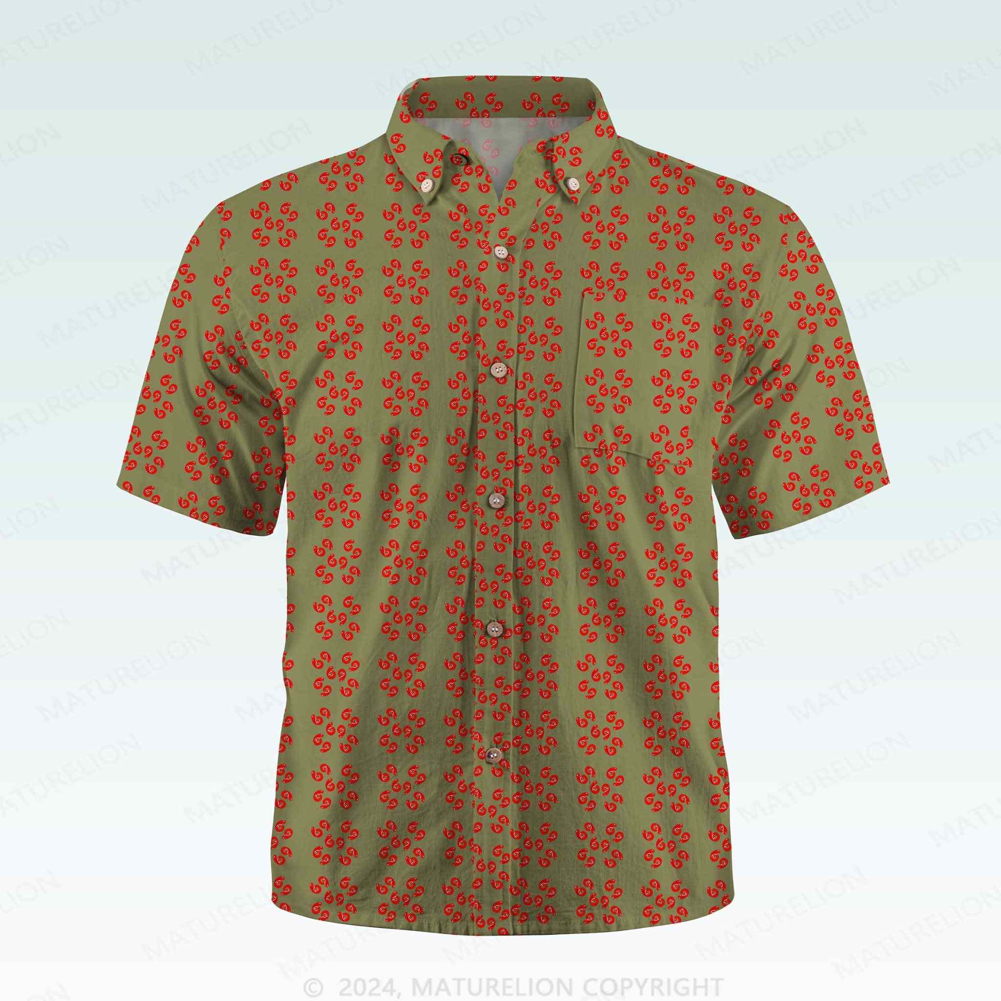 Maturelion Men's Button Pocket Shirt69 Innuendo Beach Hawaiian Shirt