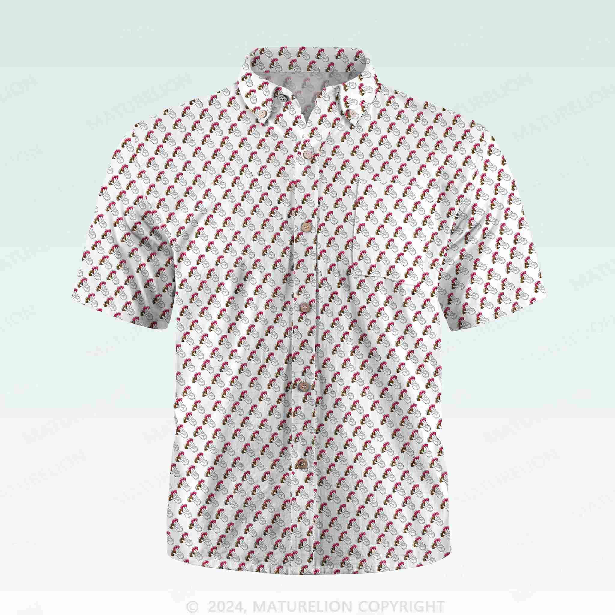 Maturelion Men's Button Pocket ShirtVintage Beach Hawaiian Shirt