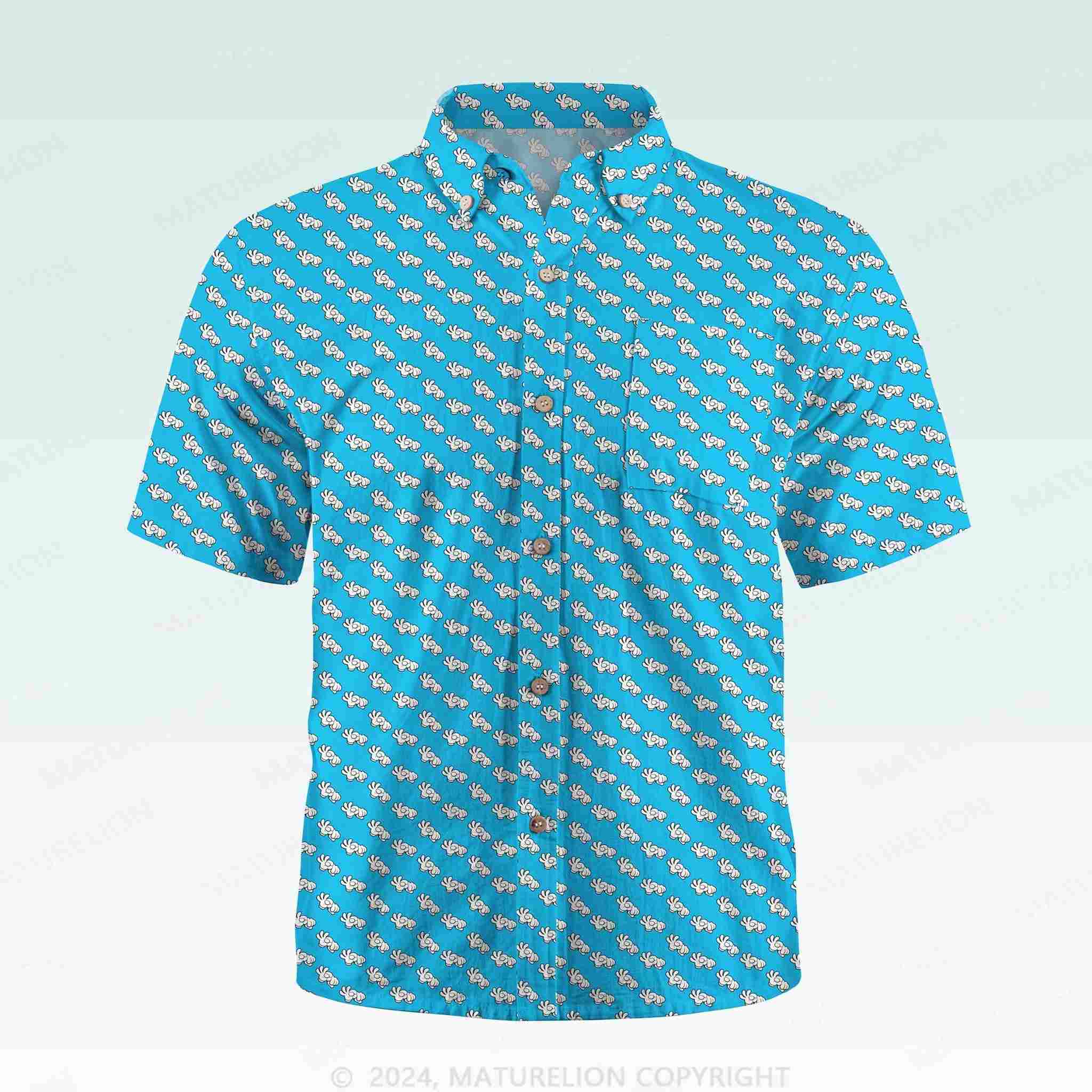 Maturelion Men's Button Pocket ShirtVintage Beach Hawaiian Shirt