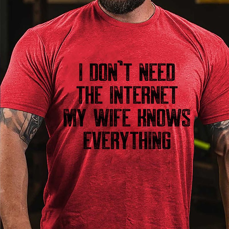 I Don't Need The Internet My Wife Knows Everything Cotton T-shirt-Maturelion