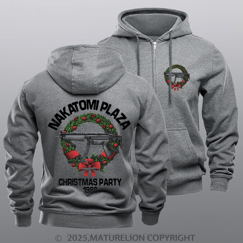 Maturelion Men's Hoodie Nakatomi Plaza Christmas Party Fleece Zipper Hoodie