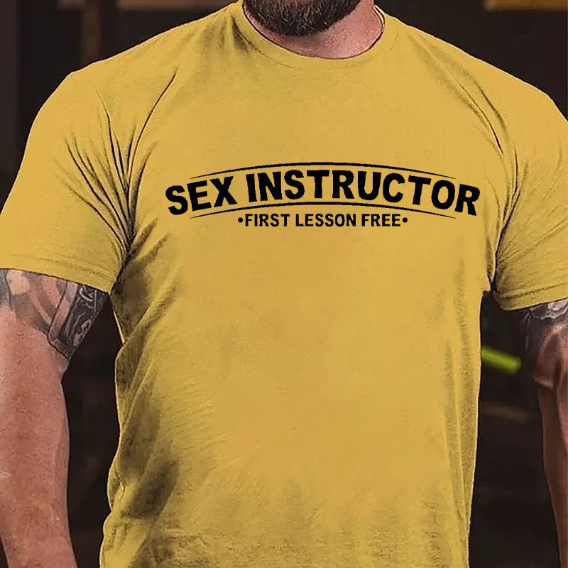 Sex Instructor First Lesson Free Cotton T-shirt-Maturelion