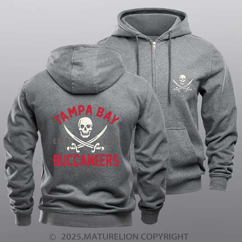 Maturelion Super Bowl Hoodie Retro Tampa Bay Buccaneers by Buck Fleece Zipper Hoodie