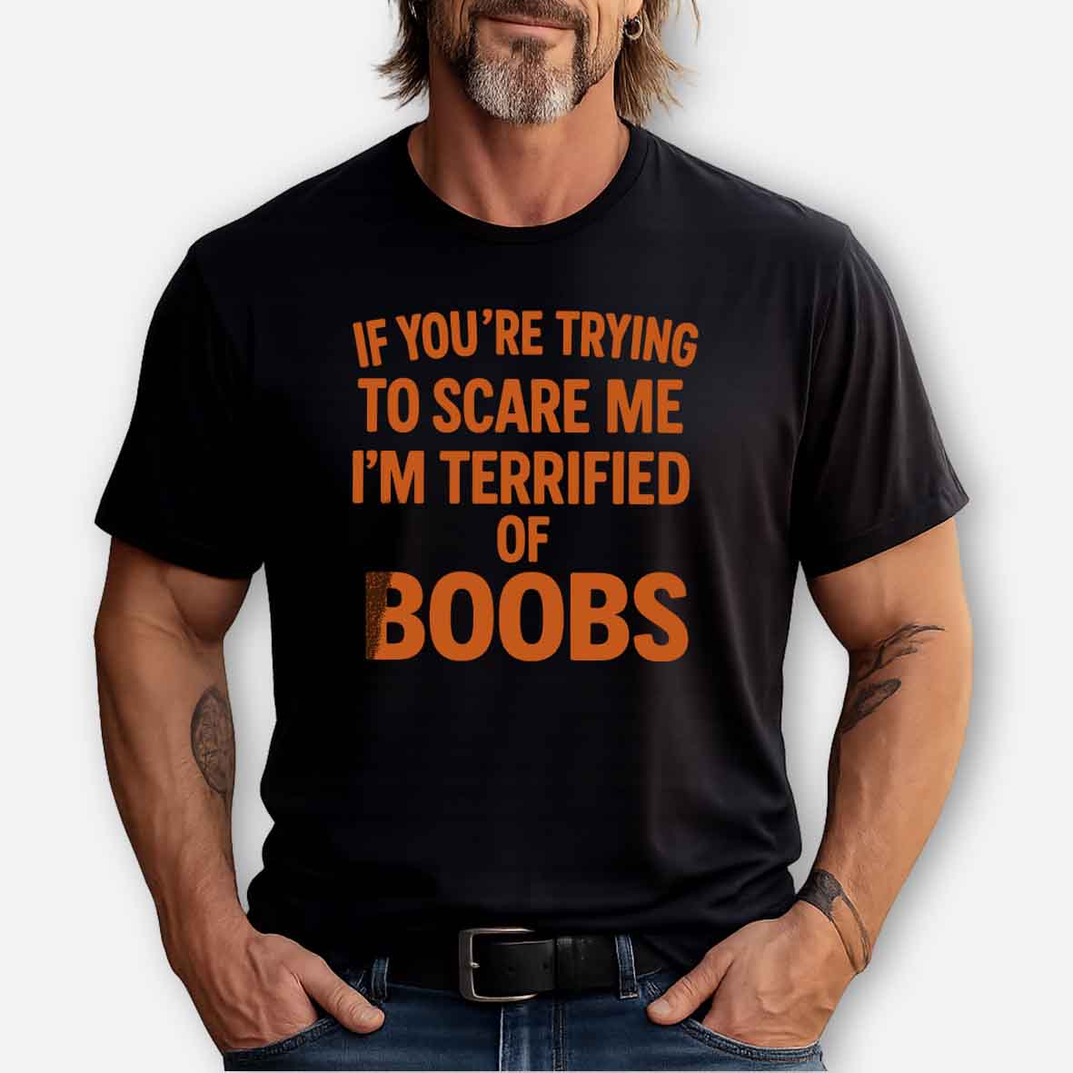 Maturelion Men's T-shirt Terrified of Boobs Cotton T-shirt