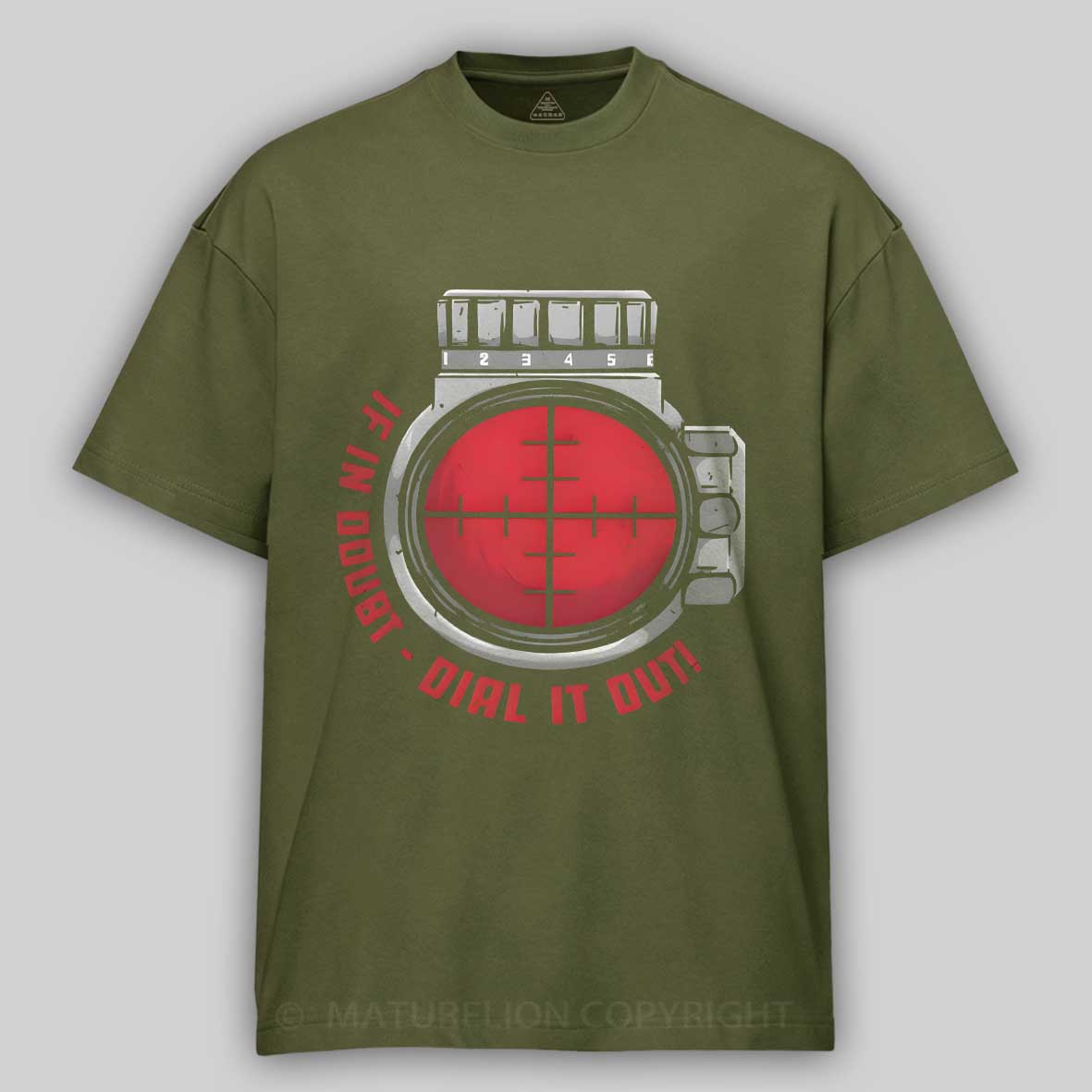 Maturelion Men's T-Shirt Long Range Shooting If In Doubt Dial It Out on Men's Ringer Cotton T-Shirt