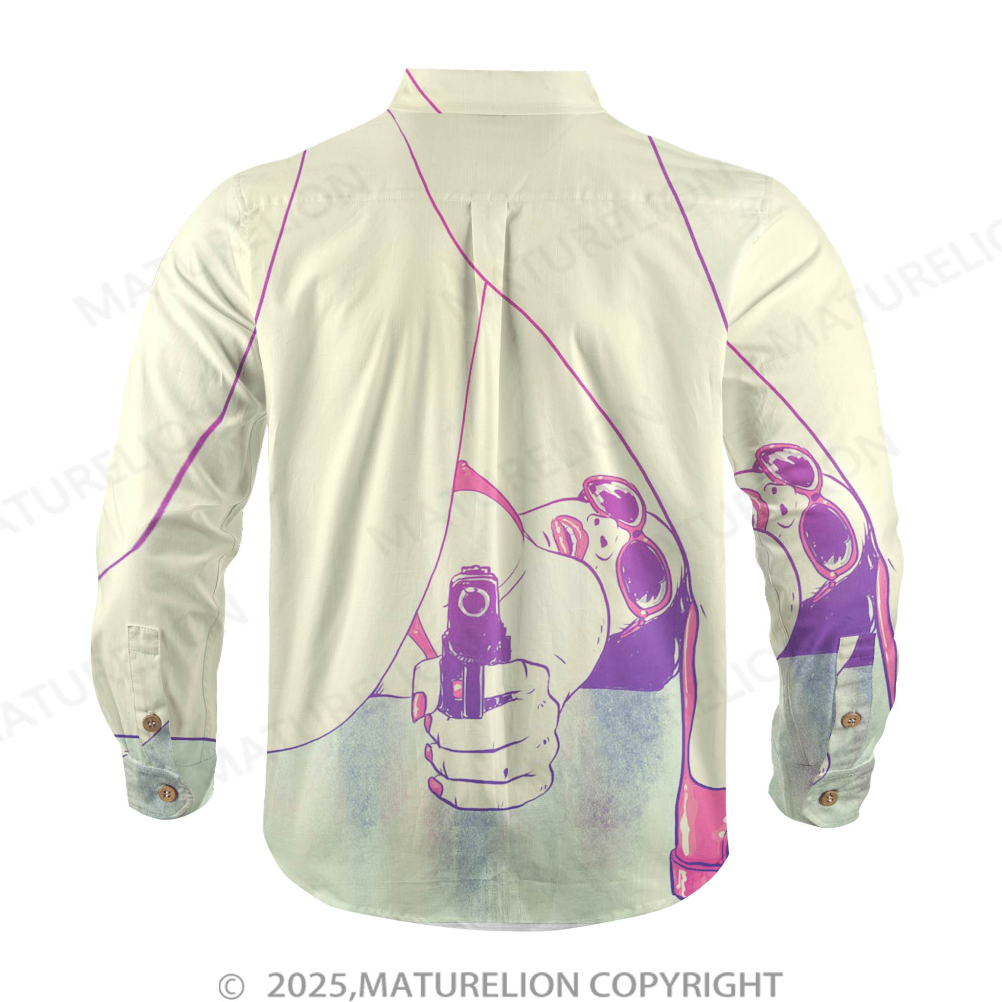 Maturelion Men's Button Pocket ShirtAloha Baby Let’s Turn Up the Heat Hawaiian Shirt