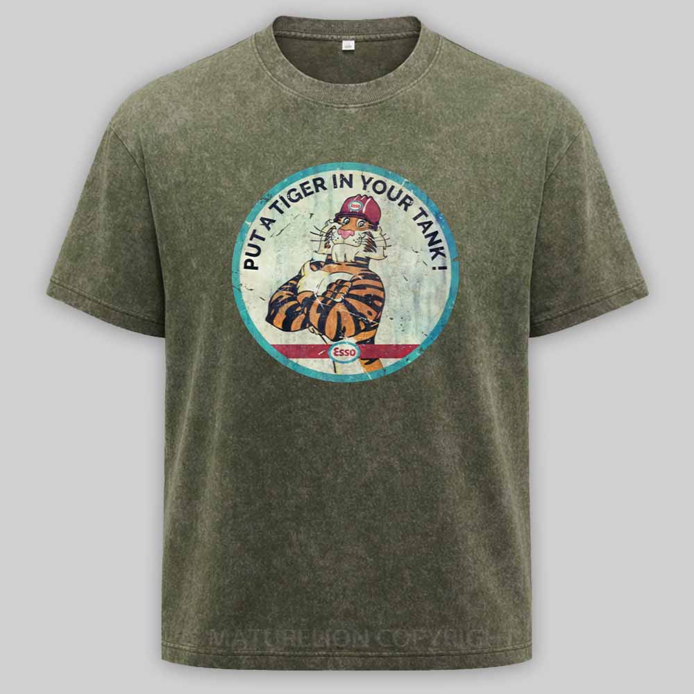 Maturelion Put a Tiger in Your Tank Washed T-shirt