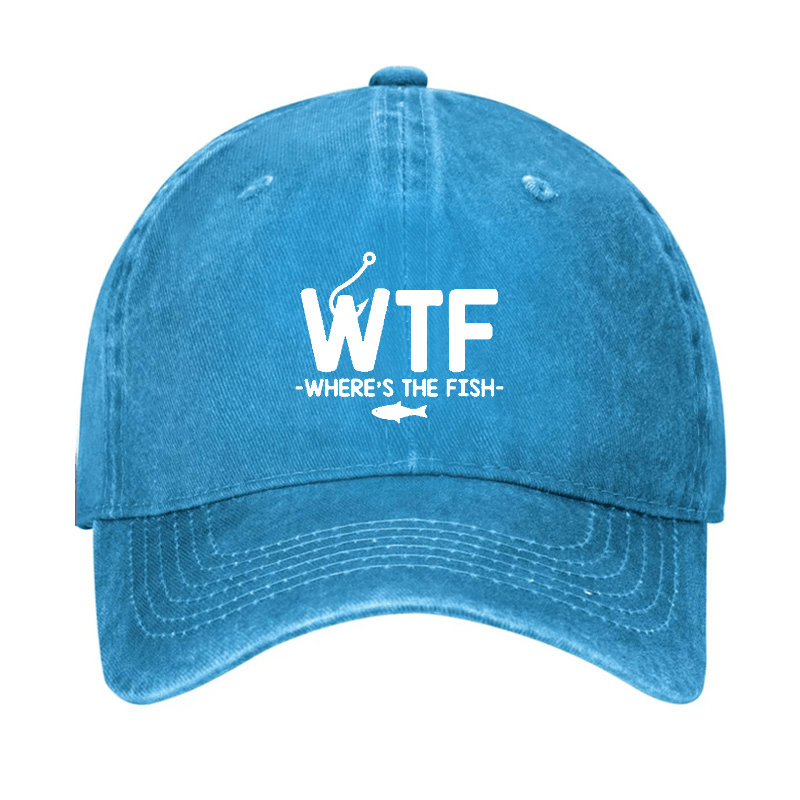 WTF - Where's The Fish Funny Print Cap (Free Customization)-Maturelion