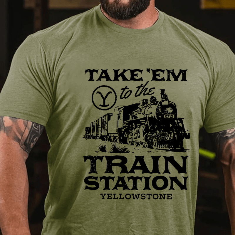 Maturelion Take'em To The Train Station Yellowstone Cotton T-shirt 