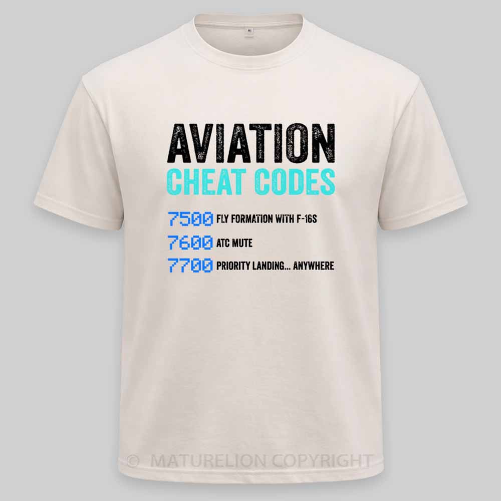 Maturelion Aviation Cheat Codes Pilot Funny Aviation Lover Washed T-shirt