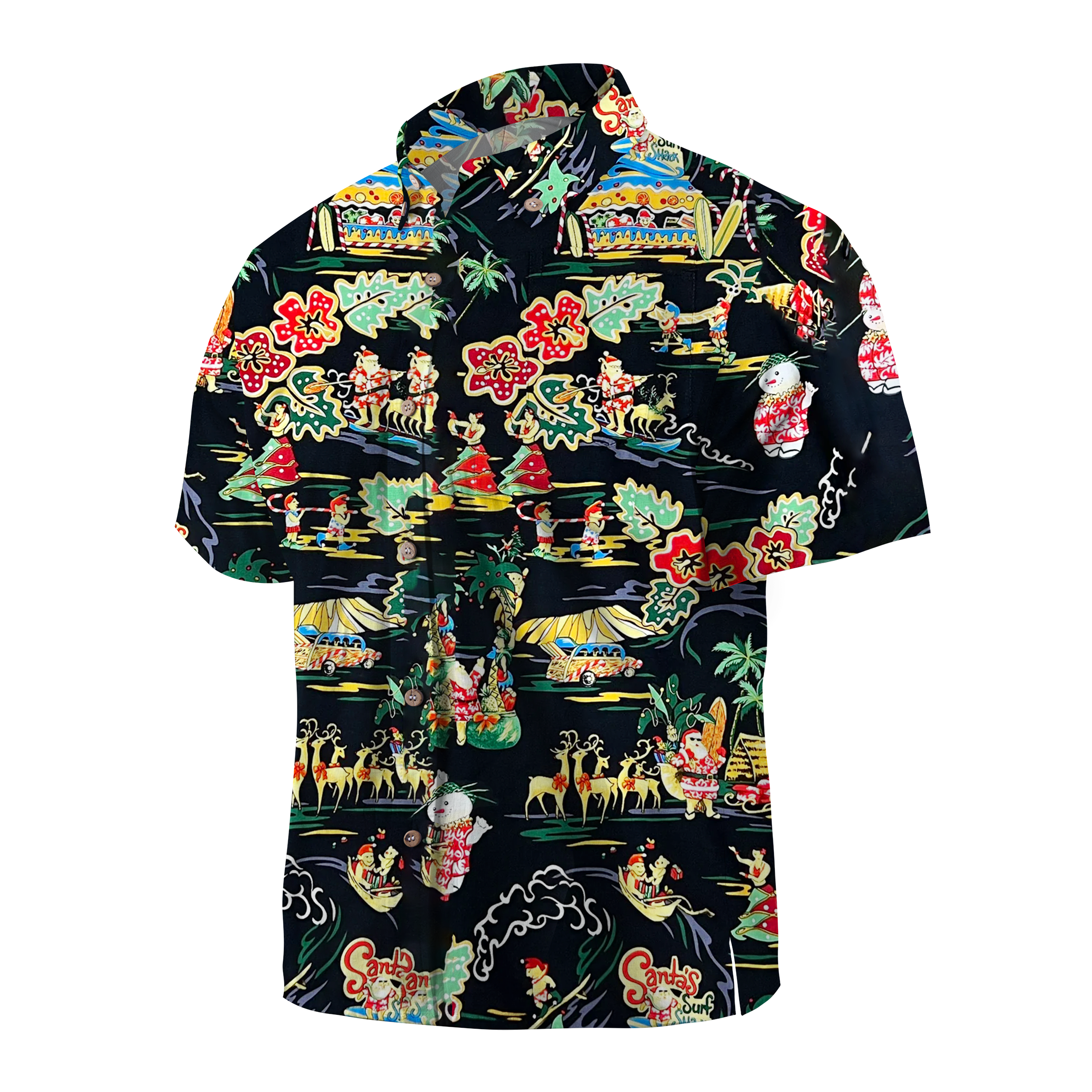 Maturelion Paradise Found Hawaiian Shirts Santa's Surf Shack Christmas Funny Hawaiian Shirt