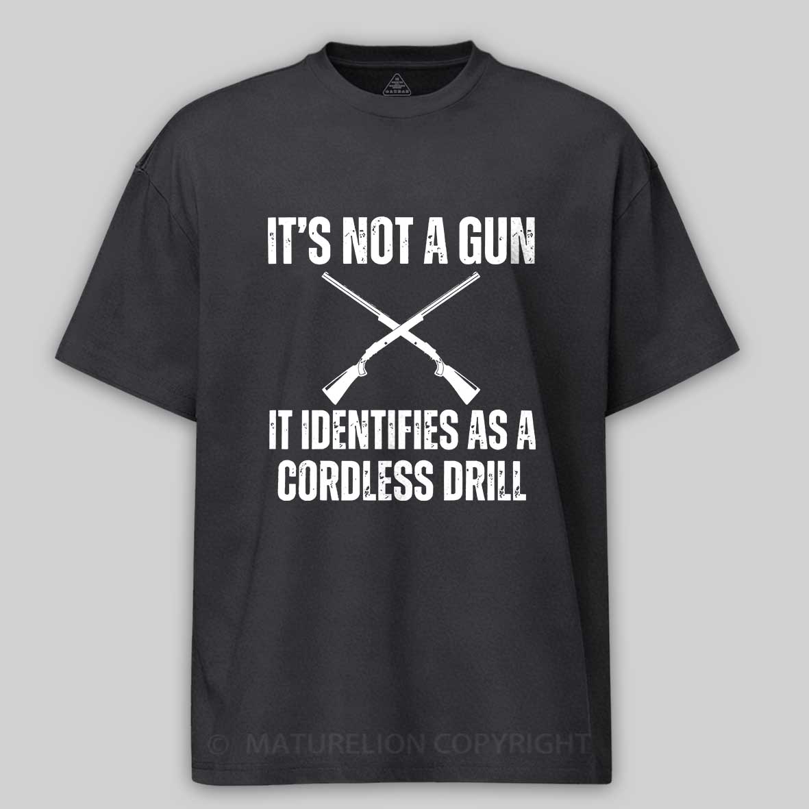 Maturelion Men's T-shirt Gun Pun Cotton T-shirt