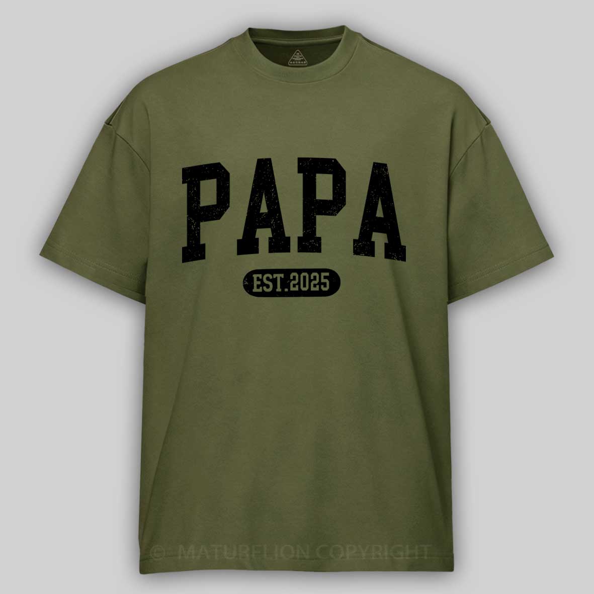 Maturelion Men's T-shirt Personalized Papa Shirt With Est Year Cotton T-shirt