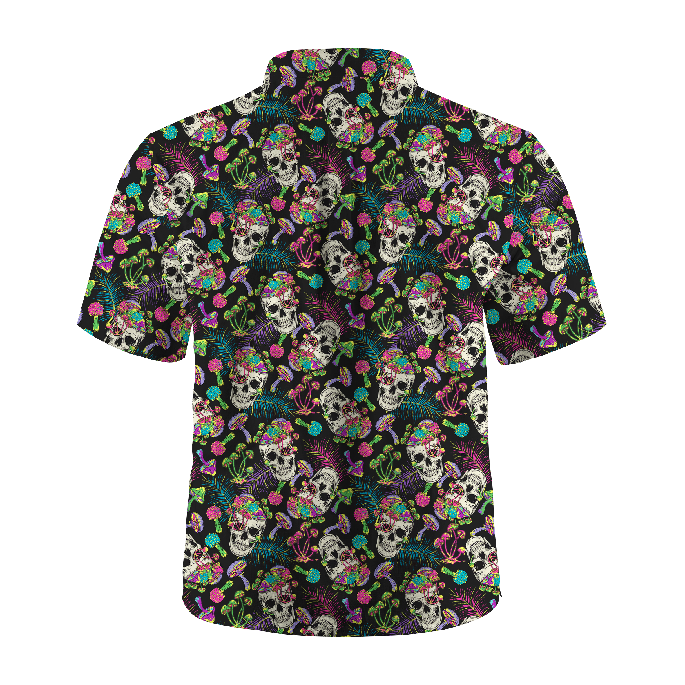 Maturelion Hawaii with human skull mushrooms Halloween Hawaiian Shirt