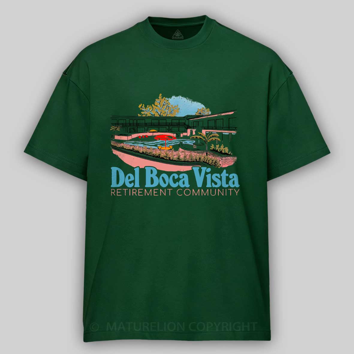 Maturelion Del Boca Vista Retirement Community - Retro Original Design Cotton T-shirt