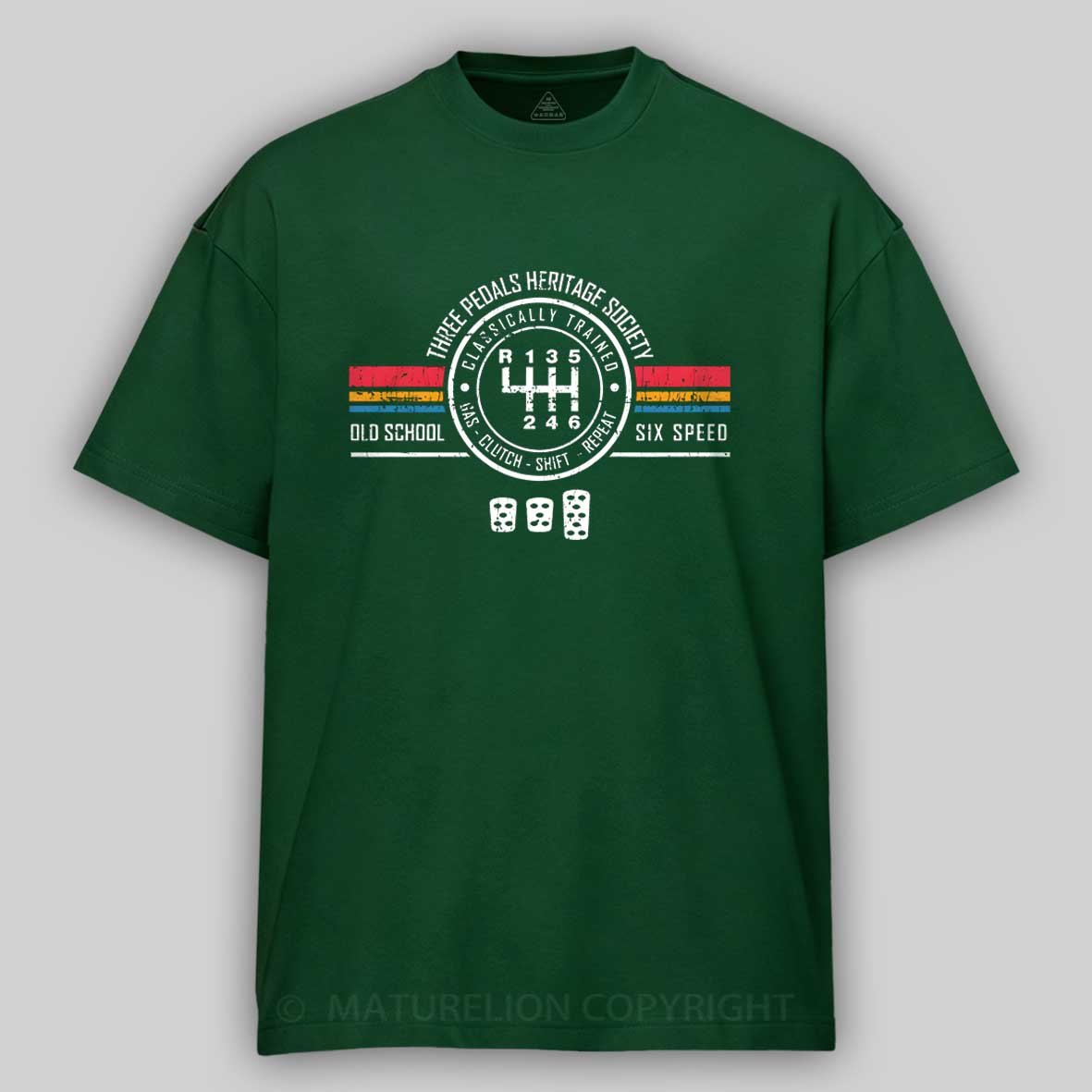Maturelion Three Pedals Heritage Society Cotton T-shirt