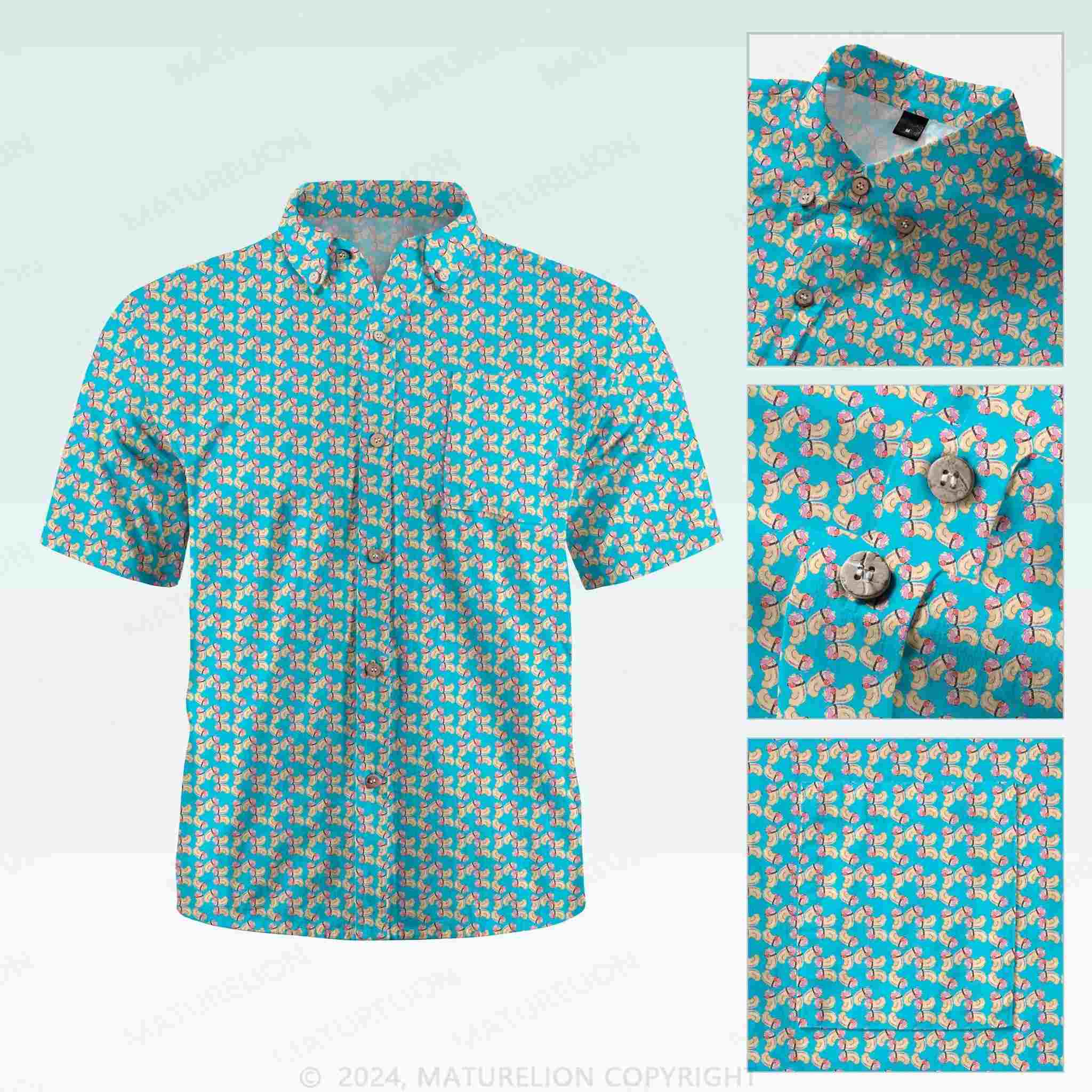 Maturelion Men's Button Pocket ShirtInnuendo Beach Hawaiian Shirt