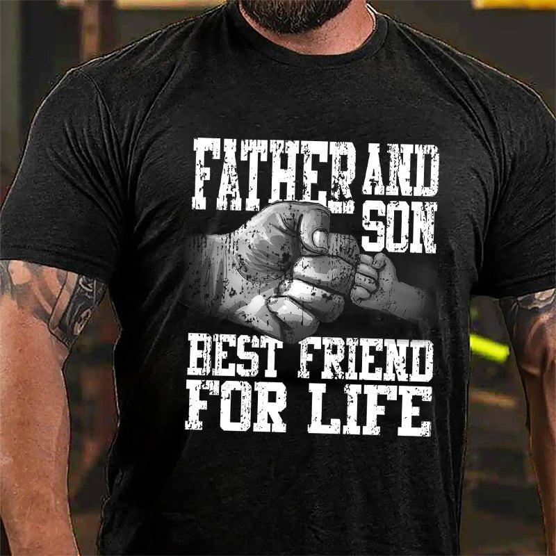 Father And Son Best Friend For Life Cotton T-shirt-Maturelion