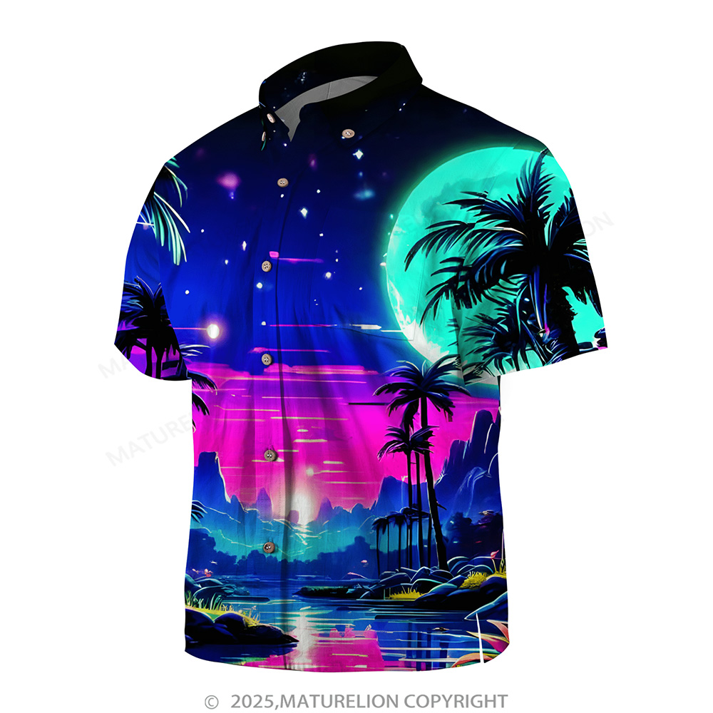 Matreulion Men's Aloha Shirts Coconut Tree Hawaiian Shirt
