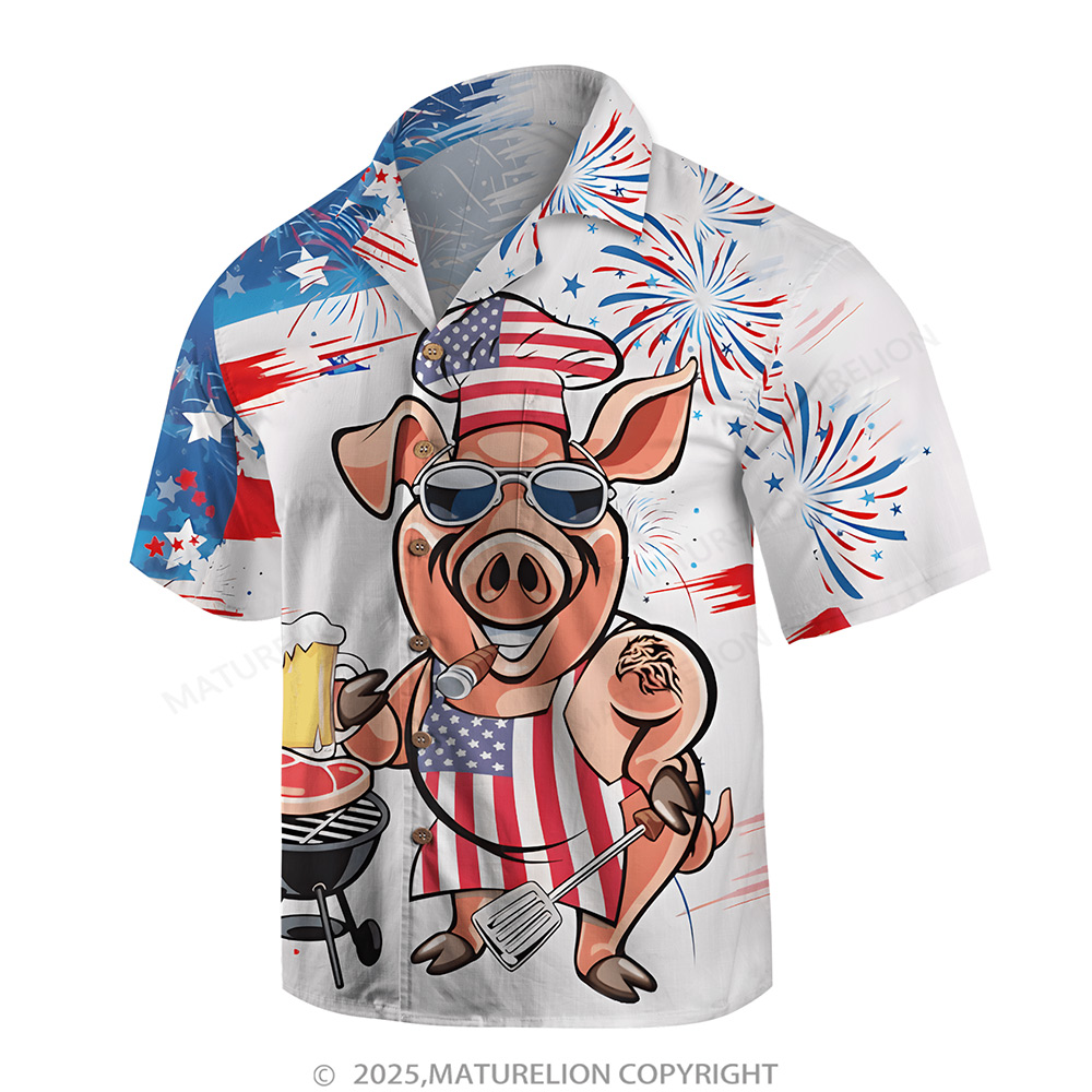 Maturelion Men's Aloha Shirts Animal Illustration Graphic Hawaiian Shirt