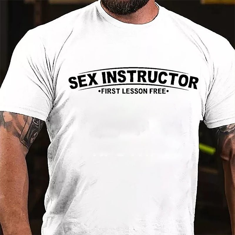 Sex Instructor First Lesson Free Cotton T-shirt-Maturelion