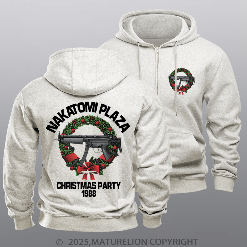 Maturelion Men's Hoodie Nakatomi Plaza Christmas Party Fleece Zipper Hoodie
