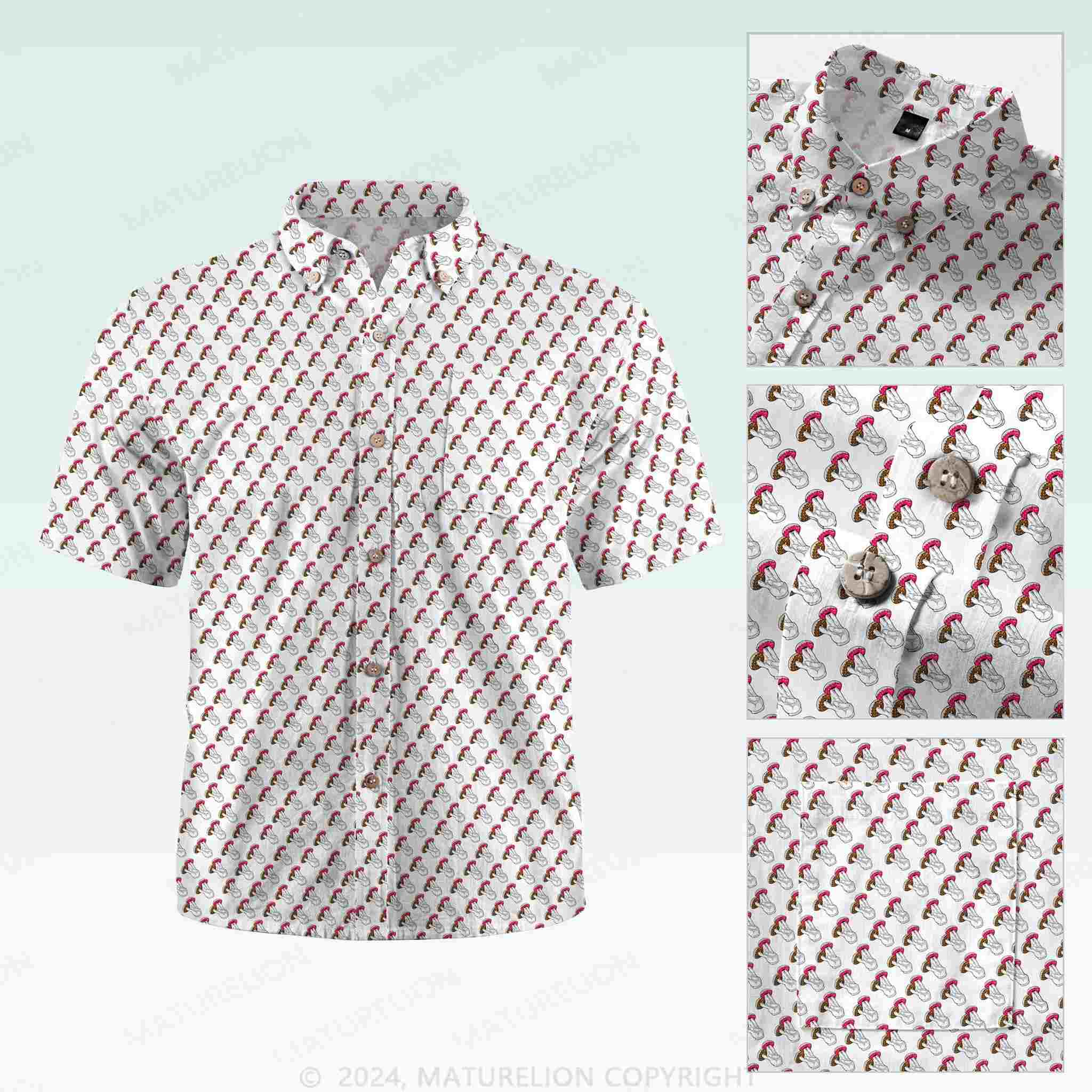 Maturelion Men's Button Pocket ShirtVintage Beach Hawaiian Shirt