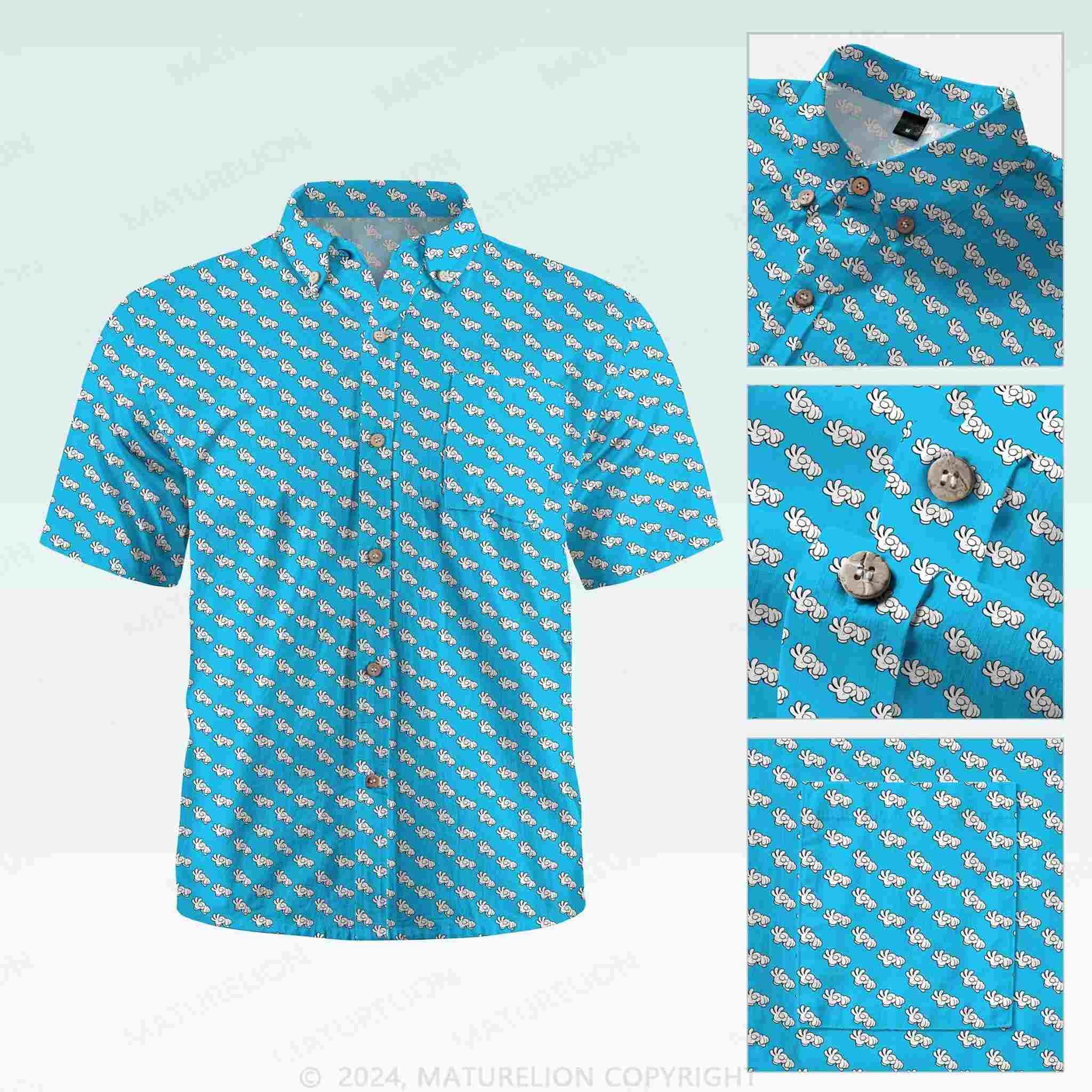 Maturelion Men's Button Pocket ShirtVintage Beach Hawaiian Shirt