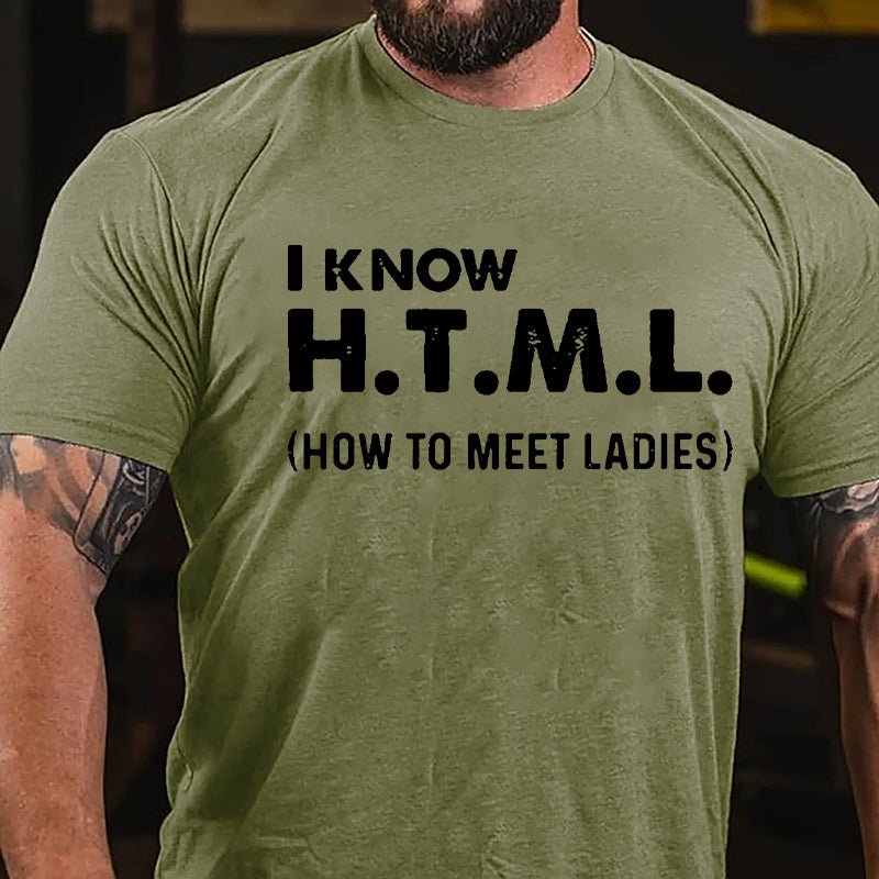 I Know HTML How To Meet Ladies Cotton T-shirt-Maturelion