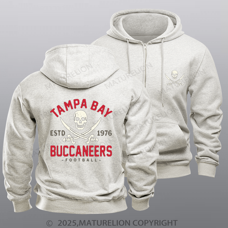 Maturelion Super Bowl Hoodie Retro Tampa Bay Buccaneers by Buck Fleece Zipper Hoodie