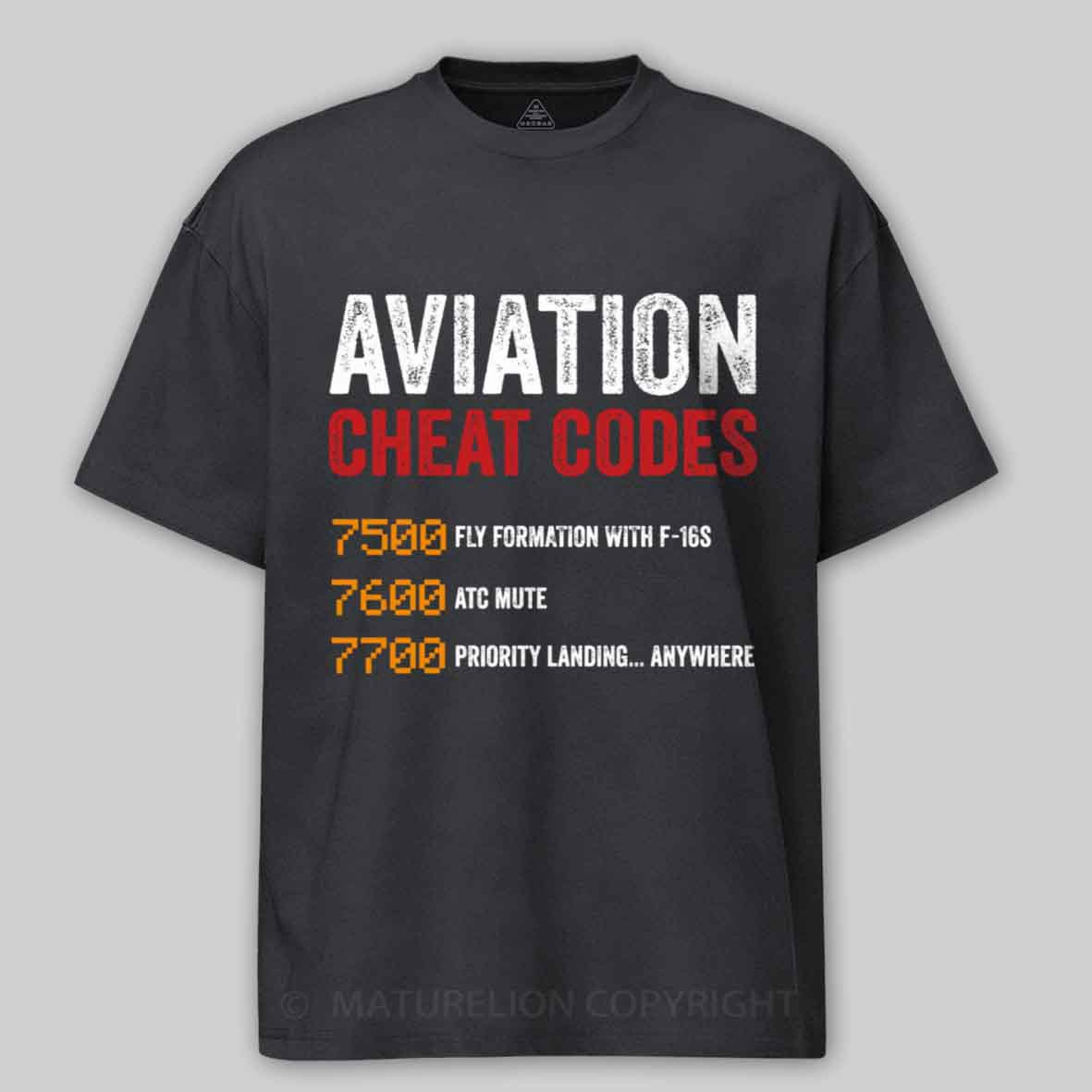 Maturelion Aviation Cheat Codes Pilot Funny Aviation Lover Cotton T-shirt