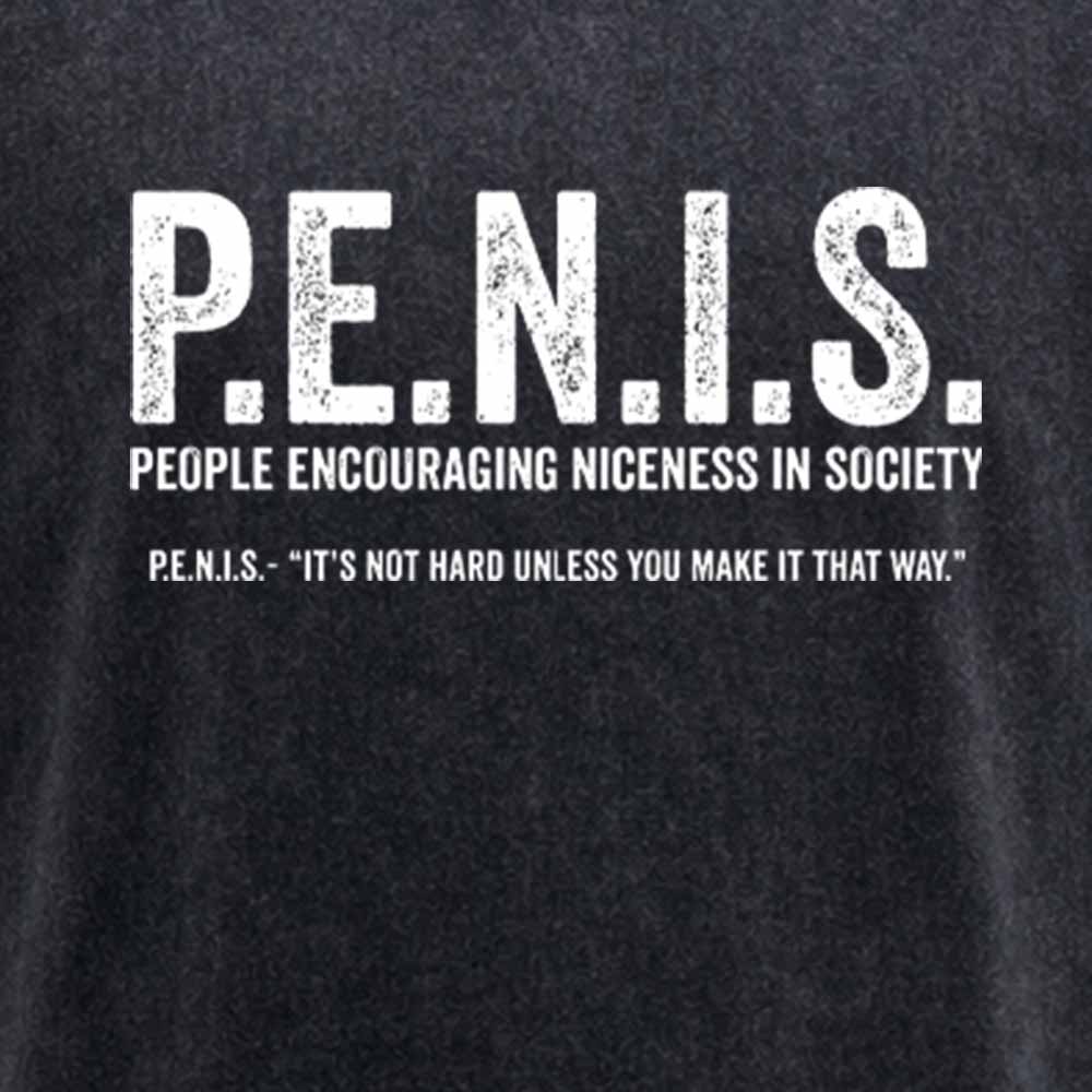 MaturelionOld P.E.N.I.S. - People Encouraging Niceness In Society Washed T-shirt