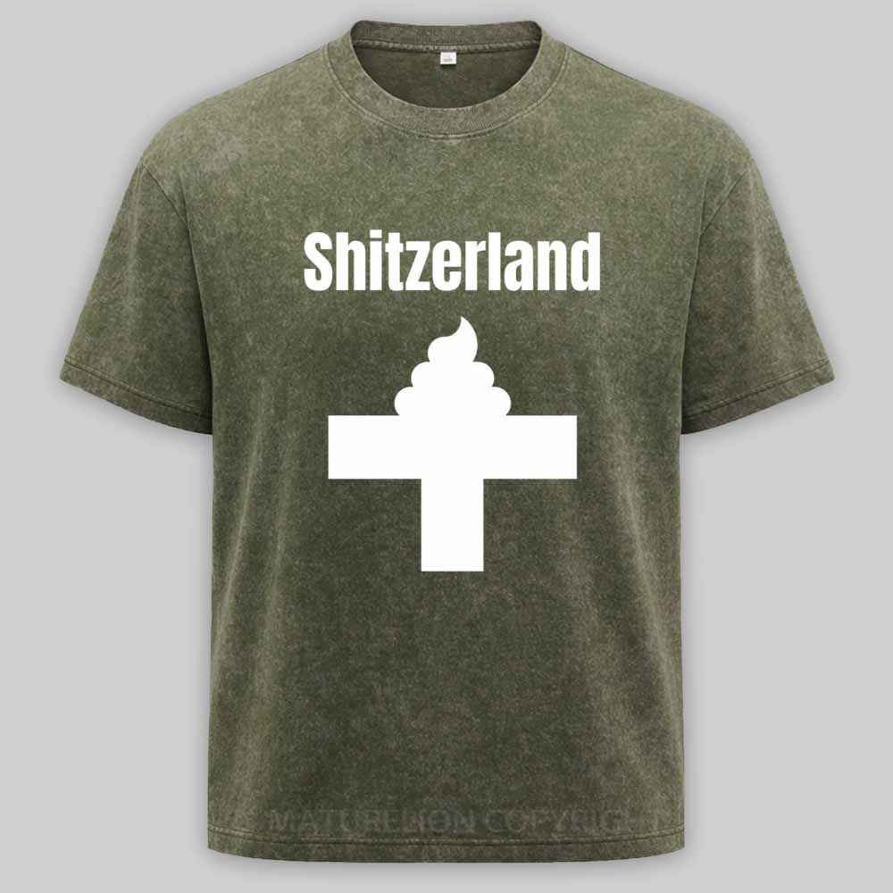 Maturelion Shitzerland Dad Joke Pun Shirt Washed T-shirt