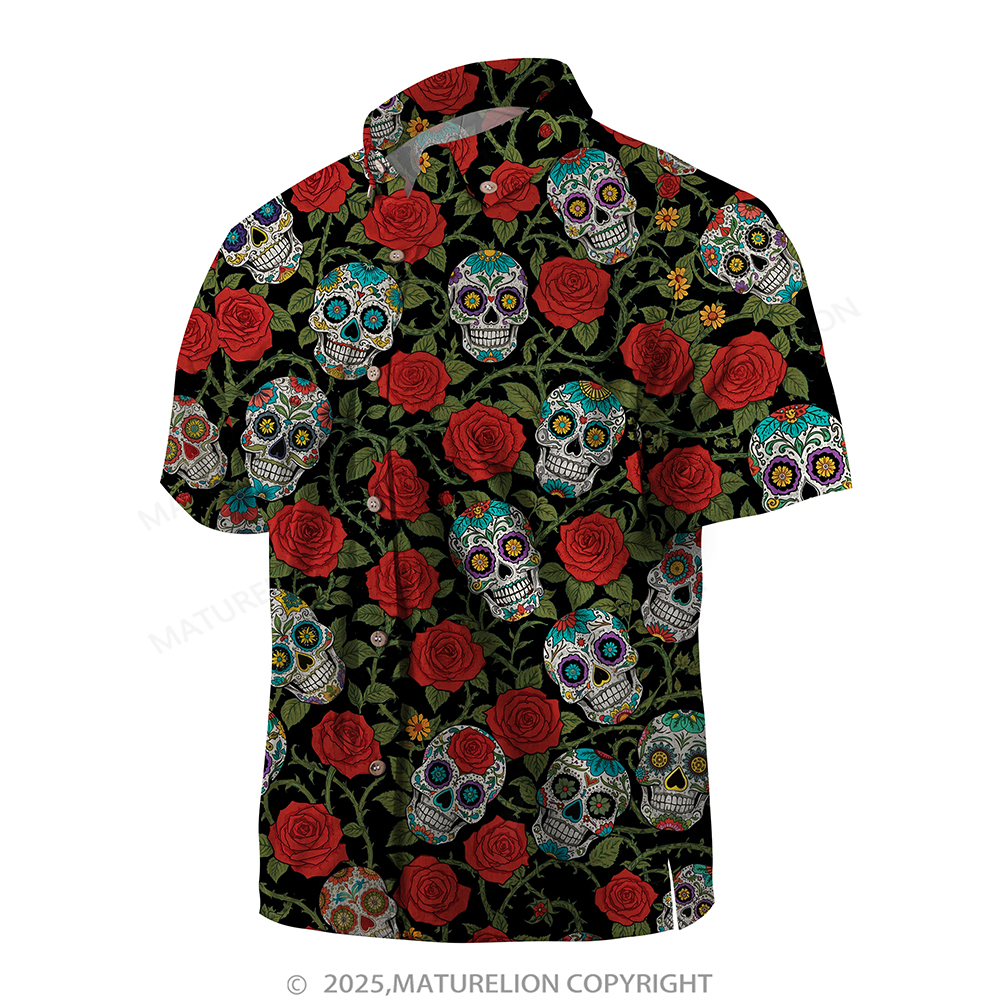 Maturelion Christmas Hawaiian Shirt Red Black Plaid Santa Hawaiian Shirt