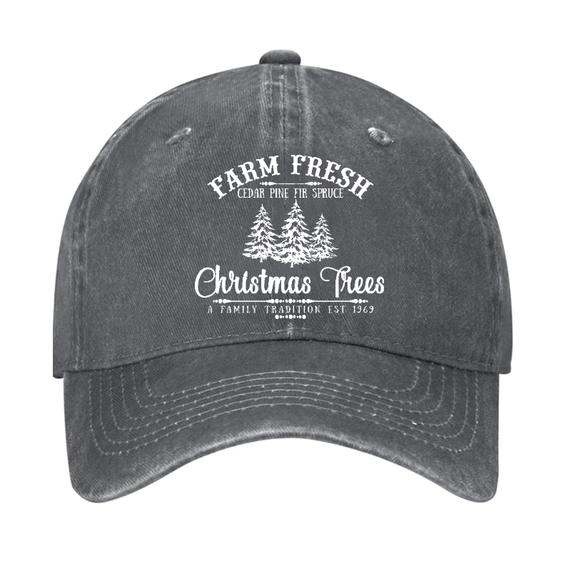Farm Fresh Cedar Pine Fir Spruce Christmas Trees A Family Tradition Est 1969 Cap-Maturelion