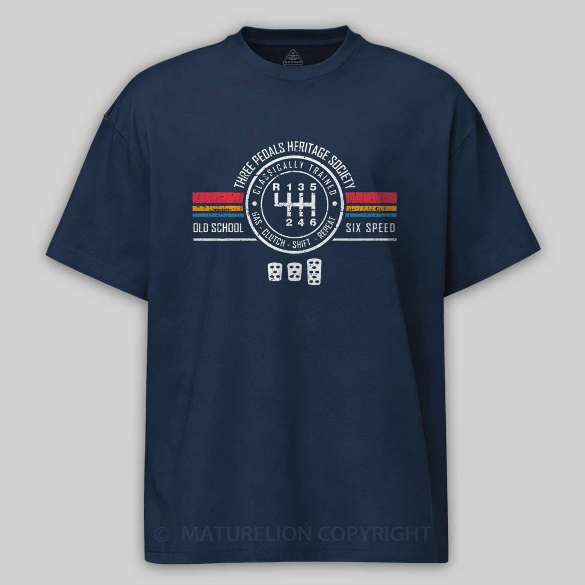 Maturelion Three Pedals Heritage Society Cotton T-shirt