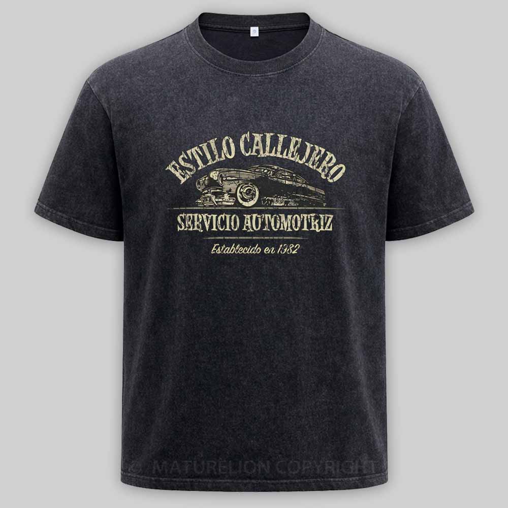 Maturelion Estilo Callejero Servicio Automotriz 1982 Washed T-shirt