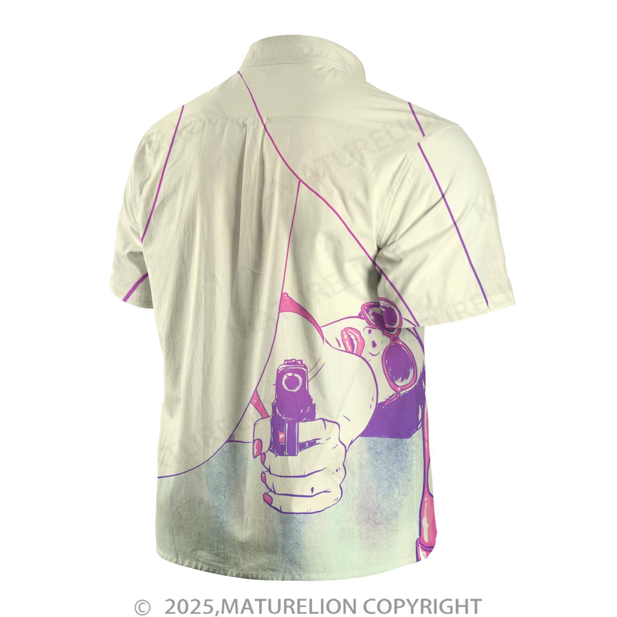 Maturelion Men's Button Pocket ShirtAloha Baby Let’s Turn Up the Heat Hawaiian Shirt