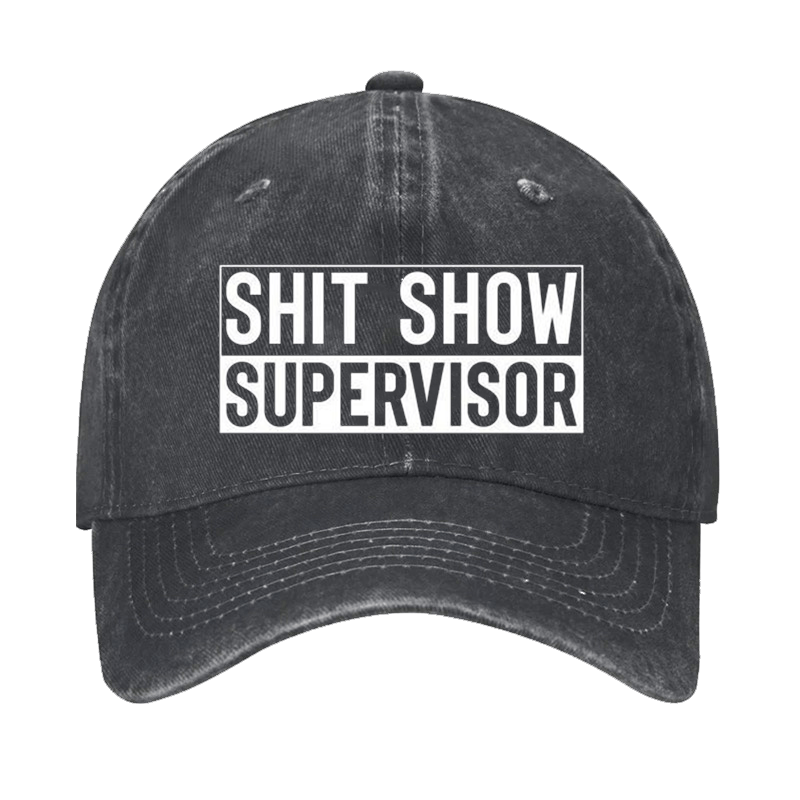 Shit Show Supervisor Funny Text Letters Adjustable Cap-Maturelion