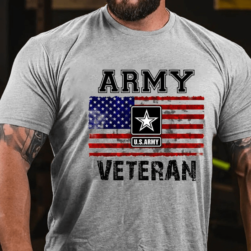 Army U.S.Army Veteran 4th of July Cotton T-shirt (Free Customization)