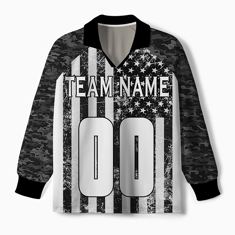 Maturelion Camouflage flag customizable Long Sleeve Soccer Jersey