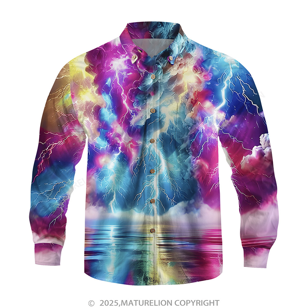 Matreulion Men's Aloha Shirts Rainstorm Hawaiian Shirt