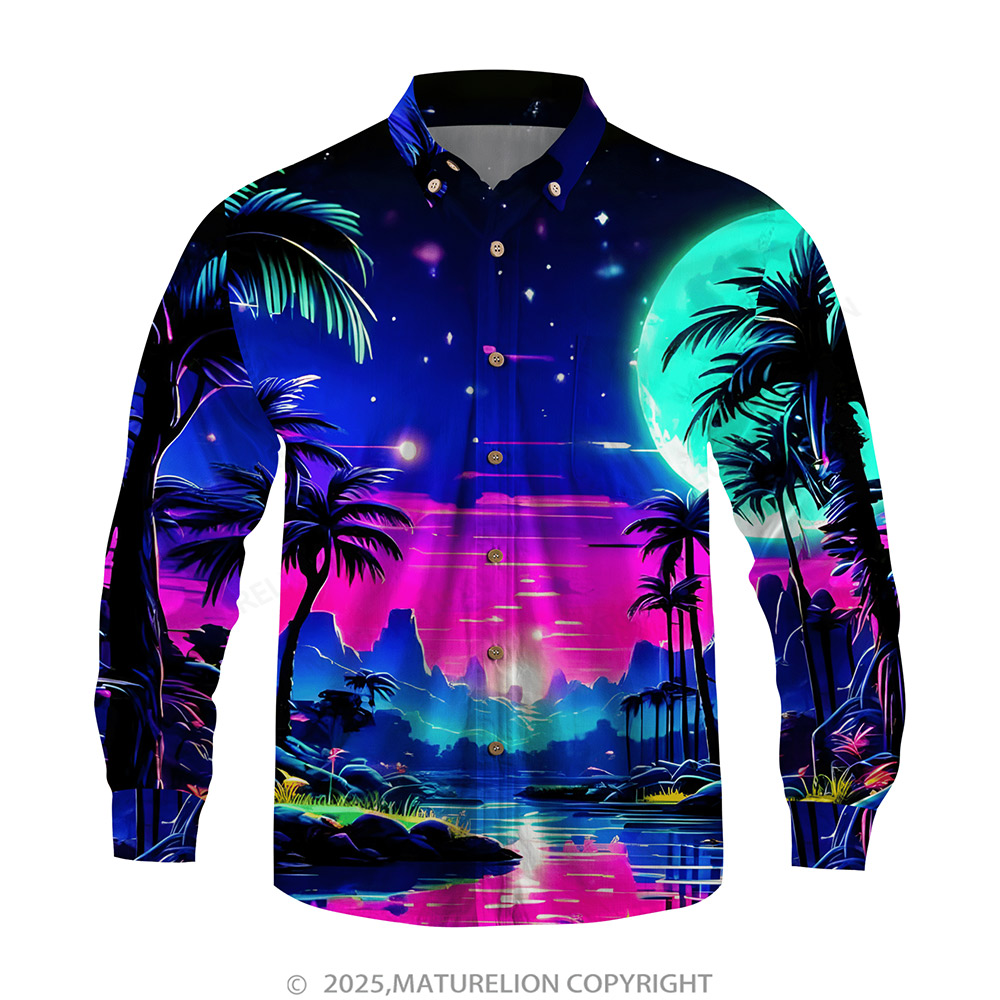 Matreulion Men's Aloha Shirts Coconut Tree Hawaiian Shirt