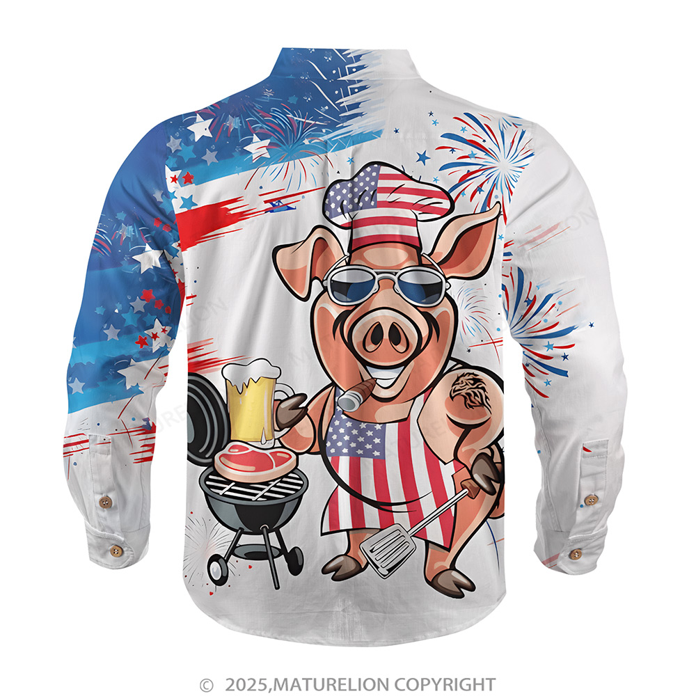 Maturelion Men's Aloha Shirts Animal Illustration Graphic Hawaiian Shirt