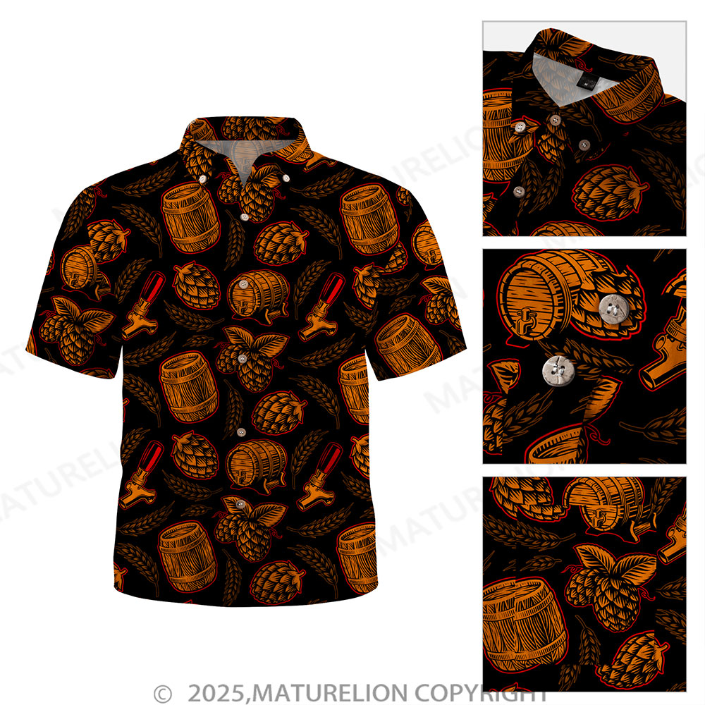 Maturelion Men's Hawaiian Shirt Palm Breeze Button Up Shirt