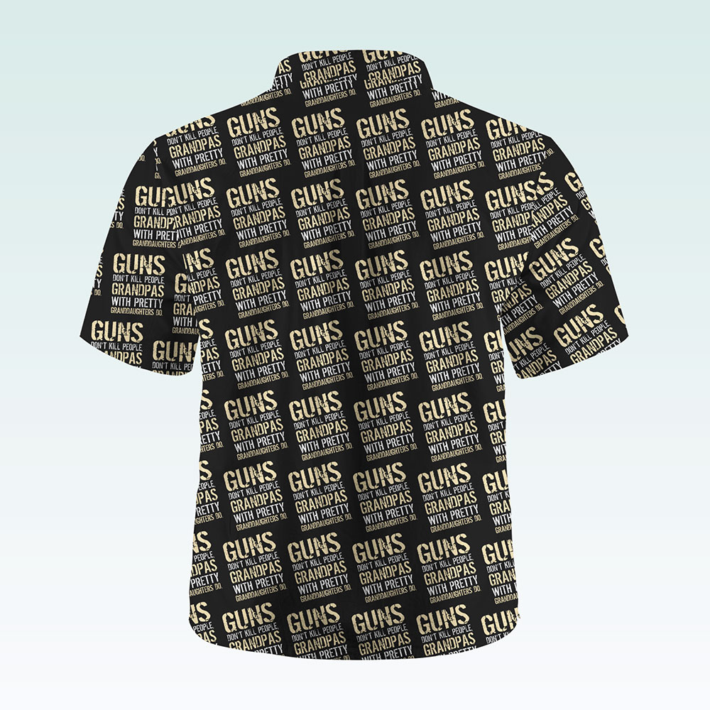 Maturelion Men's Button Pocket ShirtGuns Don't Kill People Dads With Pretty Daughters Do Hawaiian Shirt