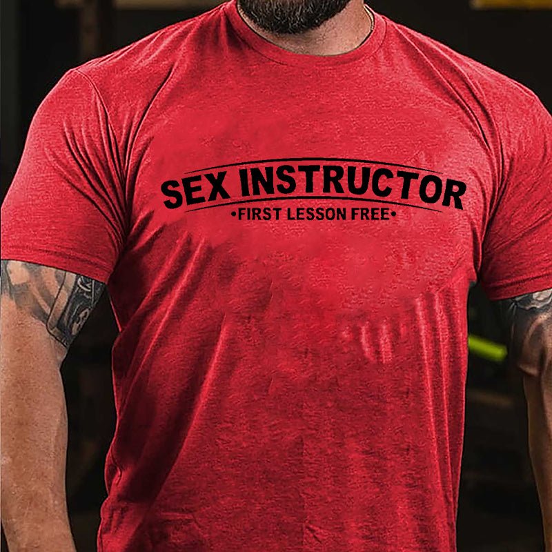Sex Instructor First Lesson Free Cotton T-shirt-Maturelion