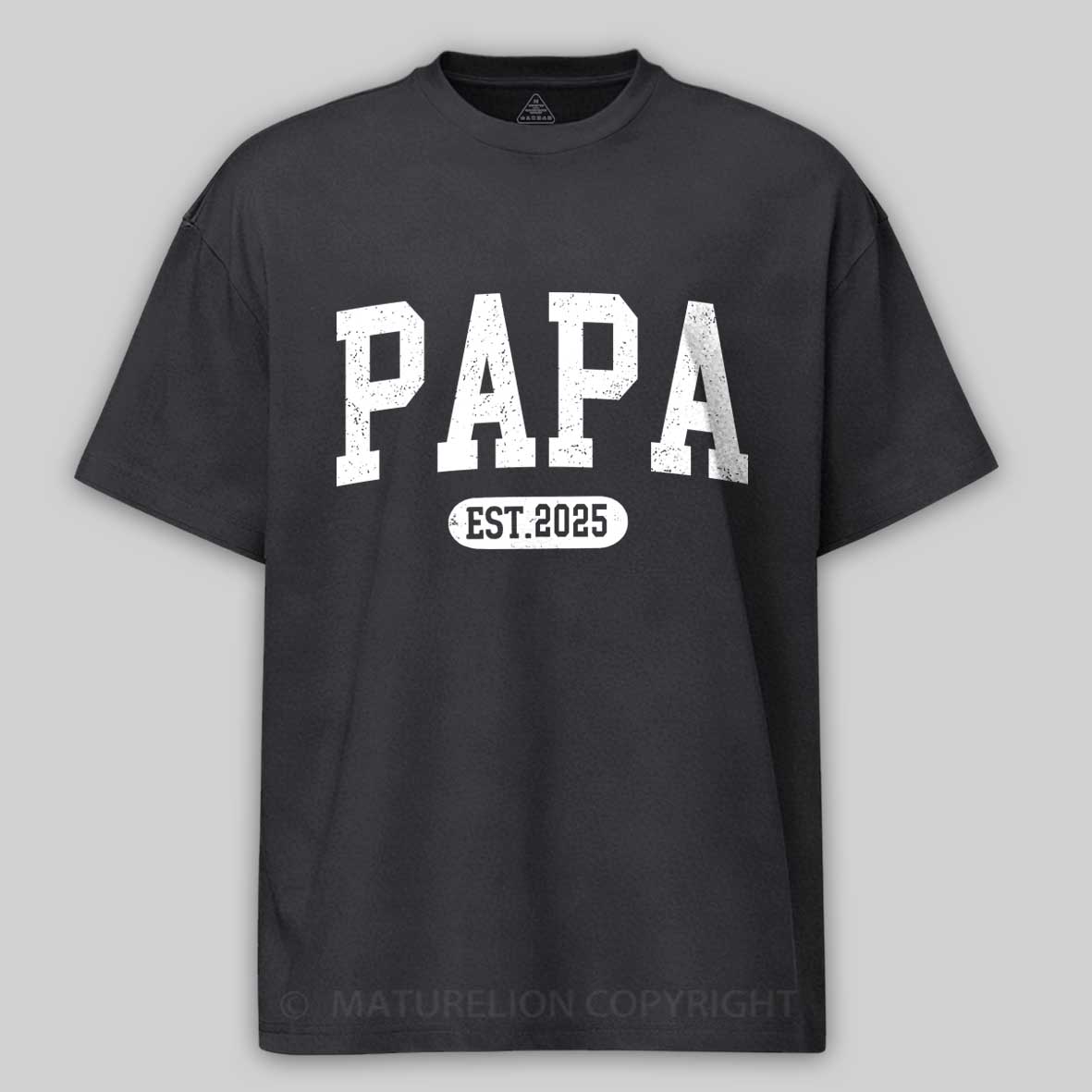Maturelion Men's T-shirt Personalized Papa Shirt With Est Year Cotton T-shirt