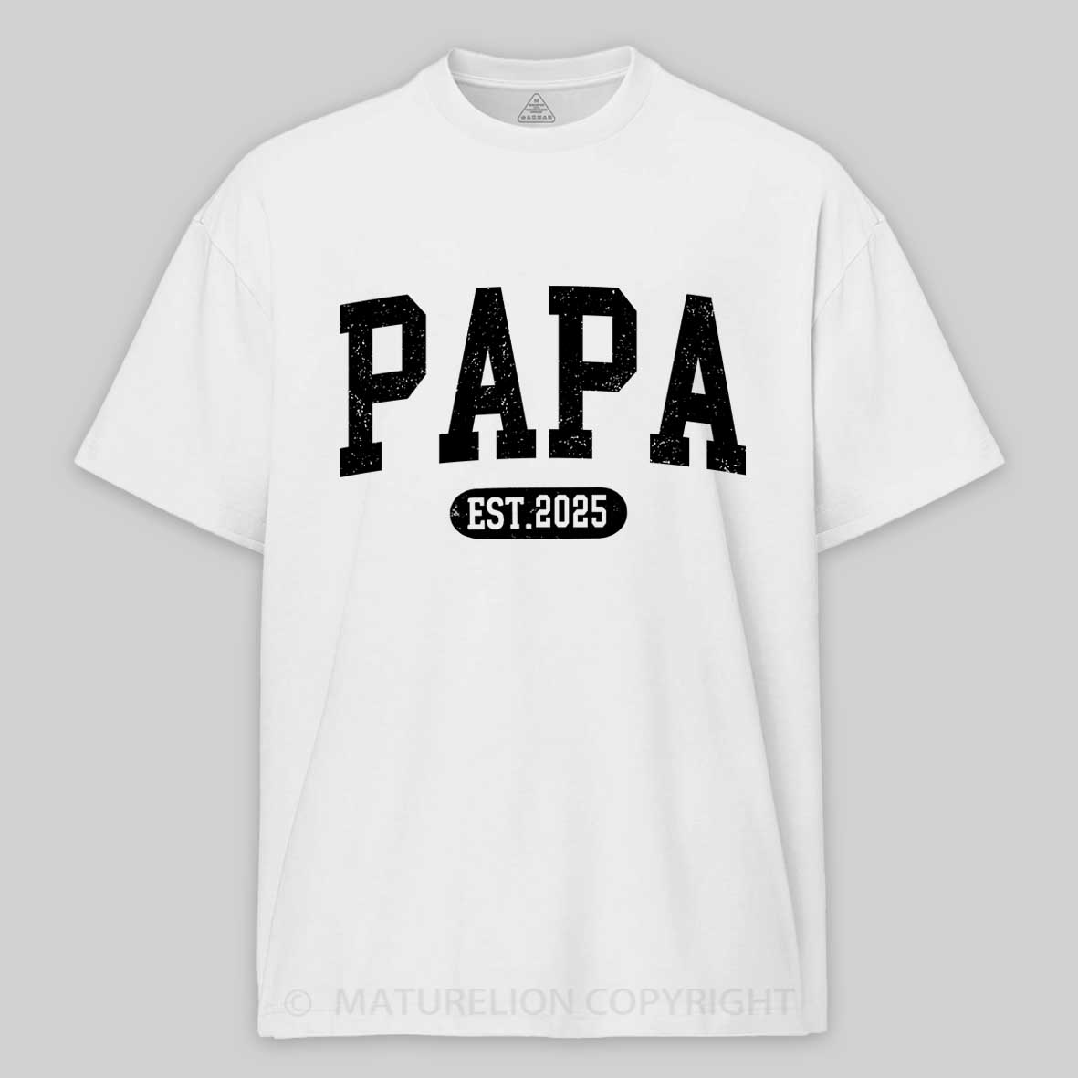 Maturelion Men's T-shirt Personalized Papa Shirt With Est Year Cotton T-shirt