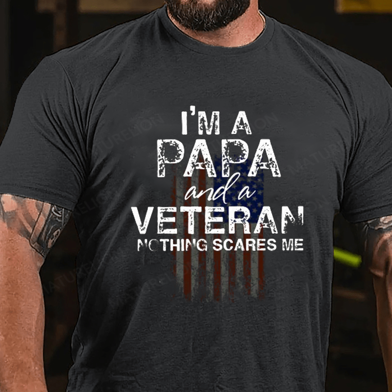 Maturelion Men's T-Shirt Gifts For Papa Veteran Cotton T-Shirt